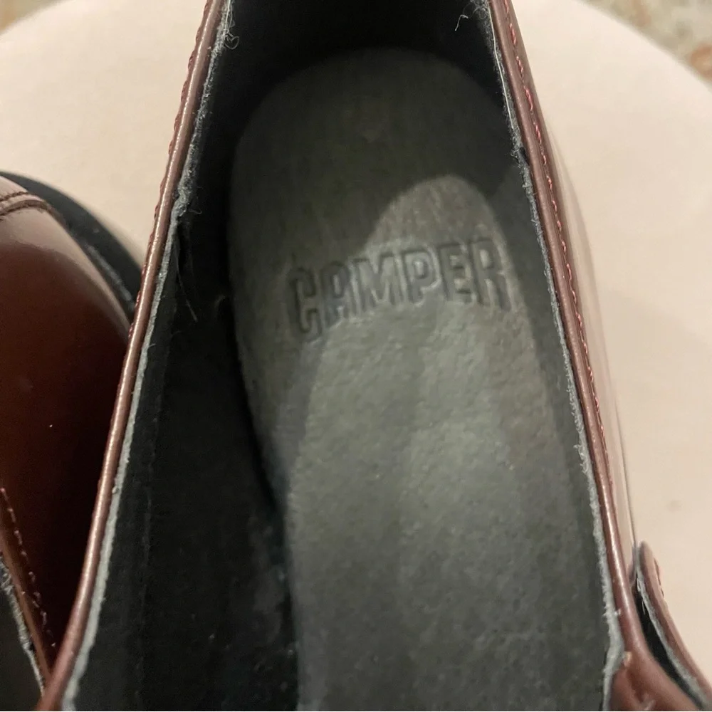 NWOT Camper Billie Platform Mary Jane Heeled Leather Shoes in Burgundy - Picture 9 of 13